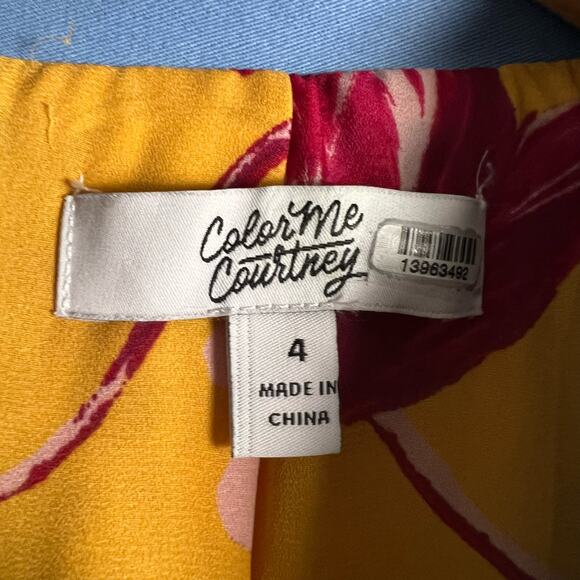 Color Me Courtney Dennis Blue Canvas Crop Biker Moto Jacket Size 4 - Picture 12 of 16